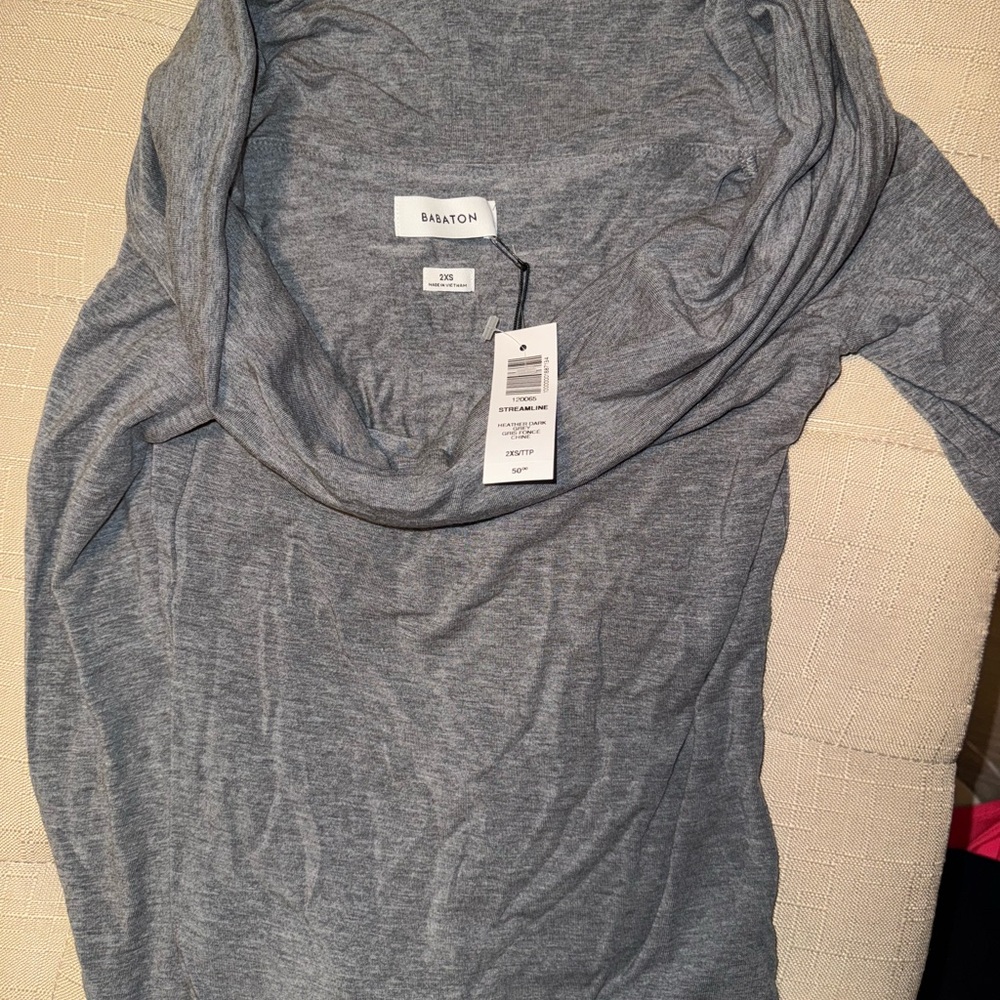 Babaton Gray Cowl Neck Top